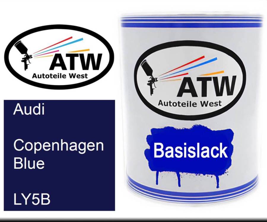 Audi, Copenhagen Blue, LY5B: 1L Lackdose, von ATW Autoteile West.